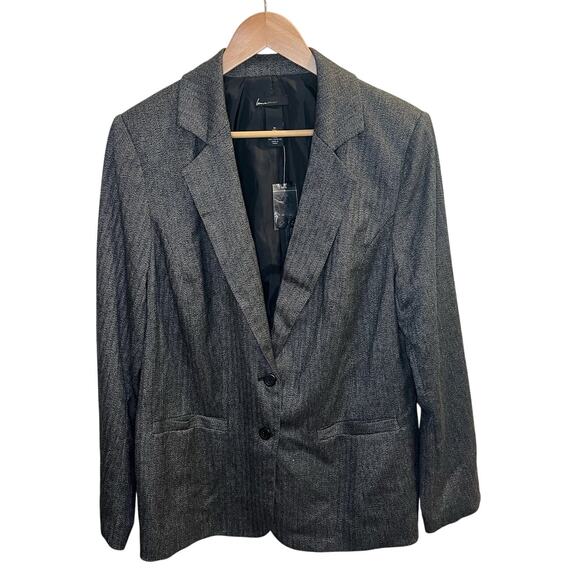 Lane Bryant Jackets & Blazers - NWT Lane Bryant Blazer Gray Herringbone Suit Jacket Size 18 Academia